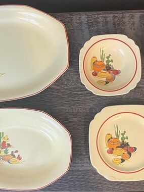 Vintage Homer Laughlin dishes in the Mexicana pattern